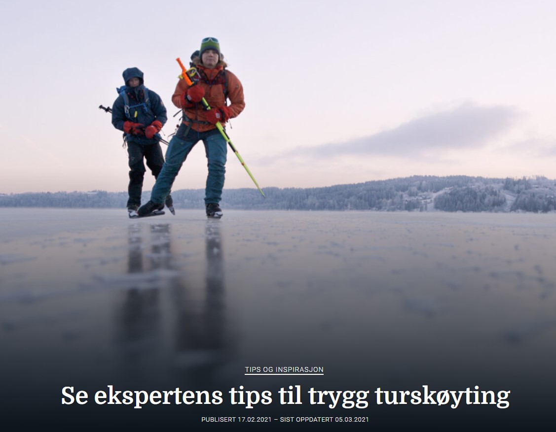 Skjermbilde av forsiden til artikkelene "Se ekspertens tips til trygg turstkøyting".