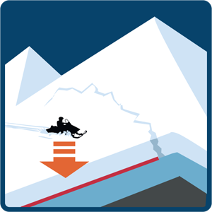 Illustrasjon av at en snøskuter er nok til å løse ut et skred.